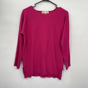 Michael Kors Small Sweater Womens Fuchsia Pink Crew Neck High-Low Side Slit Knit